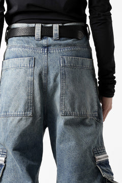 Load image into Gallery viewer, A.F ARTEFACT CARGO ZIP BAGGY PANTS / FADED DENIM (INDIGO)