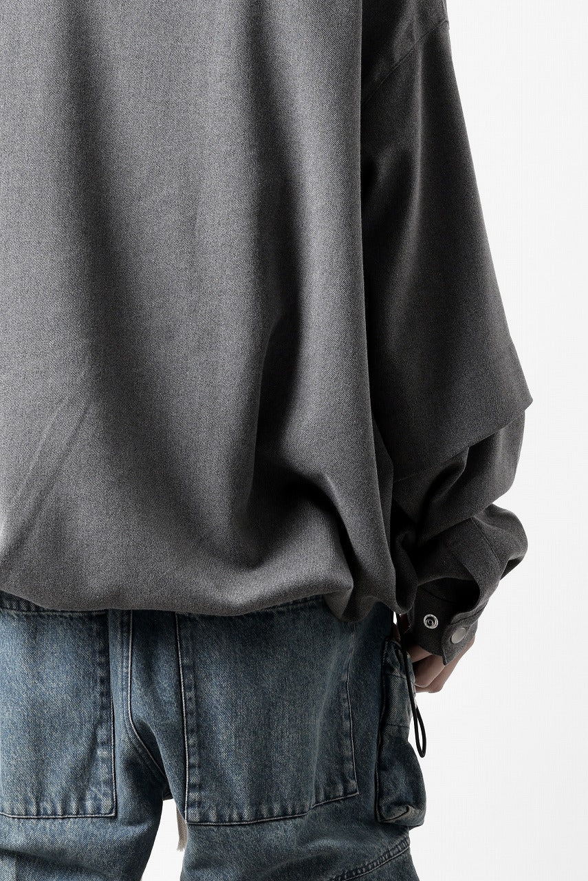 A.F ARTEFACT LAYERED SLEEVE OVER SIZE SHIRTS / SERGE TWILL (L.GREY)