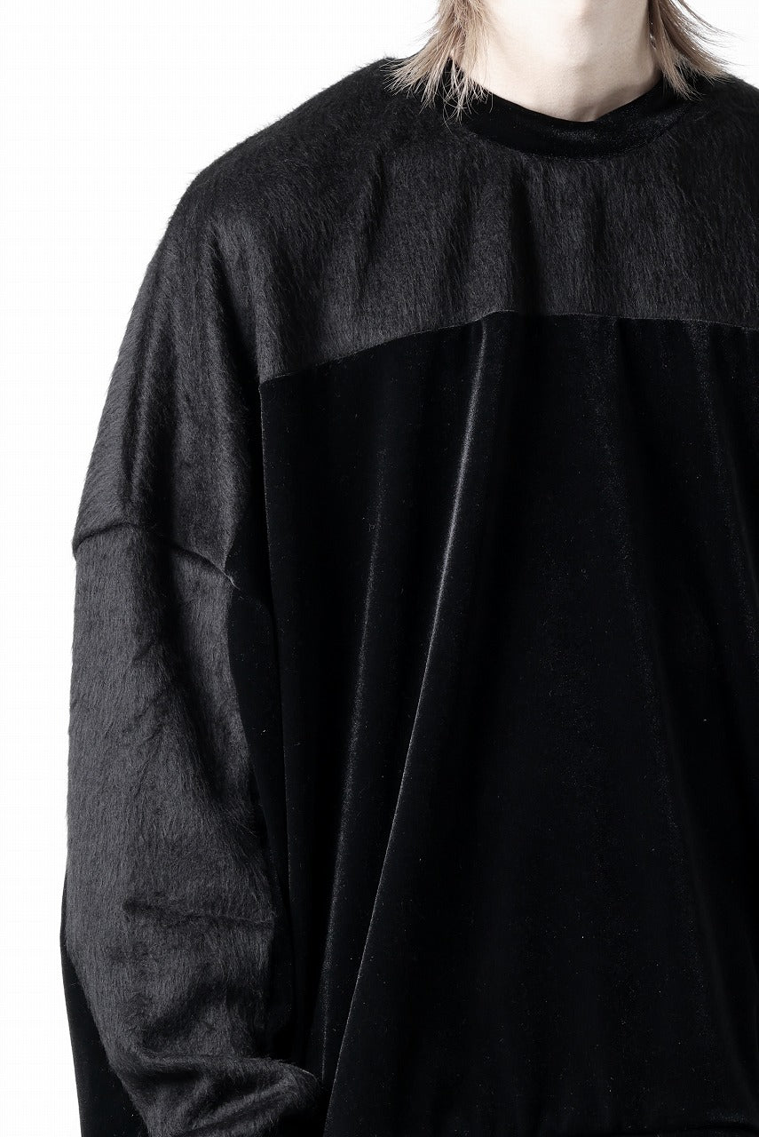 A.F ARTEFACT BRUSHED KNIT COMBI VELOR TOP (BLACK)