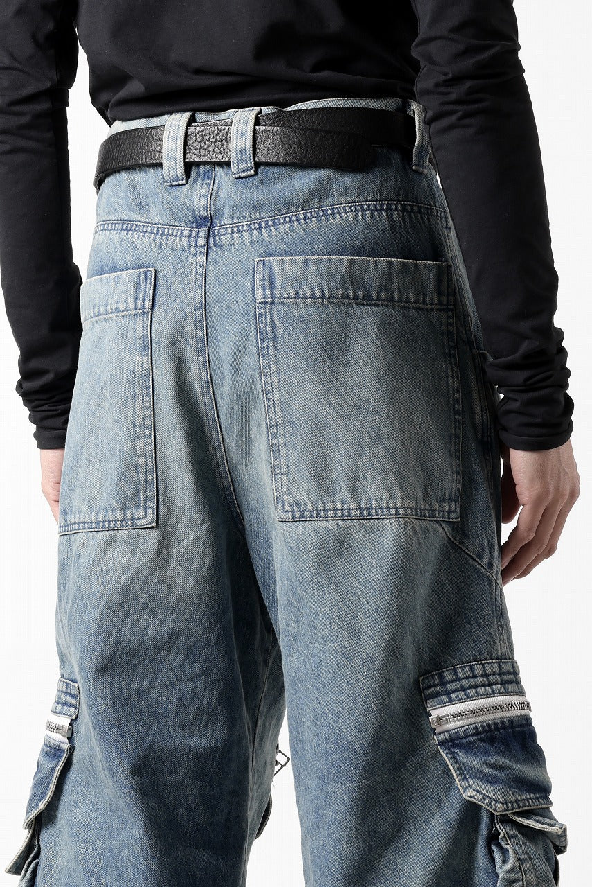 Load image into Gallery viewer, A.F ARTEFACT CARGO ZIP BAGGY PANTS / FADED DENIM (INDIGO)