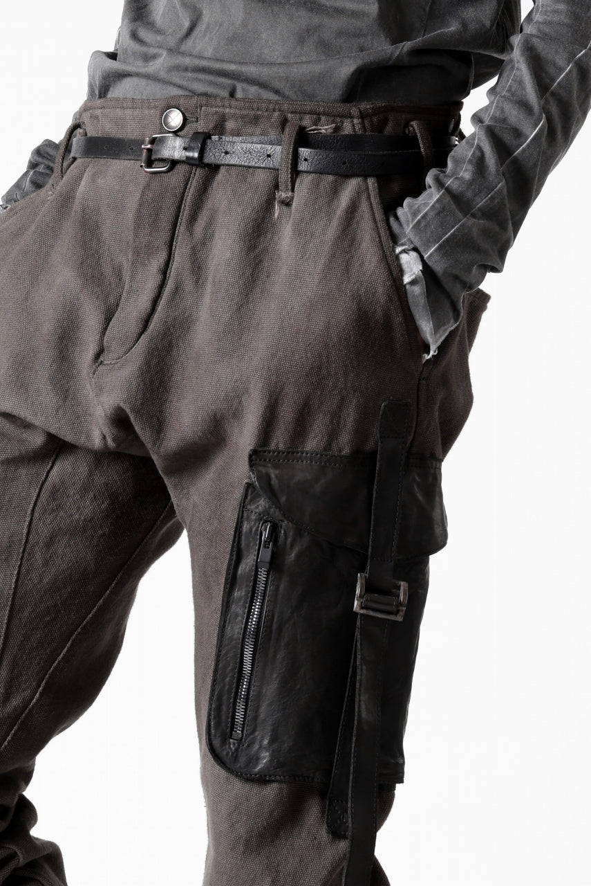 incarnation SLIM ARMY PANTS MP-3 / DYEING CANVAS+HORSE LEATHER (BROWN GRAY)