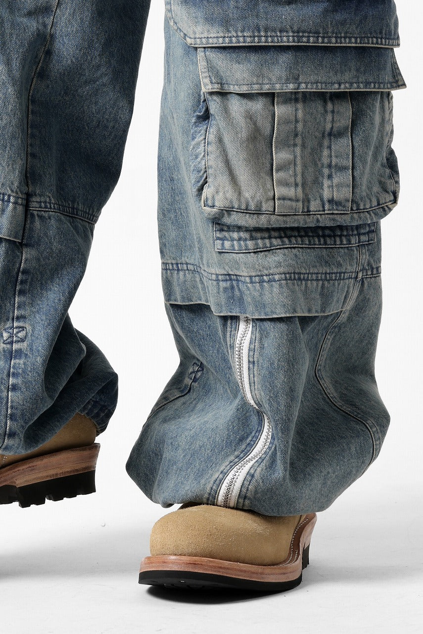 A.F ARTEFACT CARGO ZIP BAGGY PANTS / FADED DENIM (INDIGO)