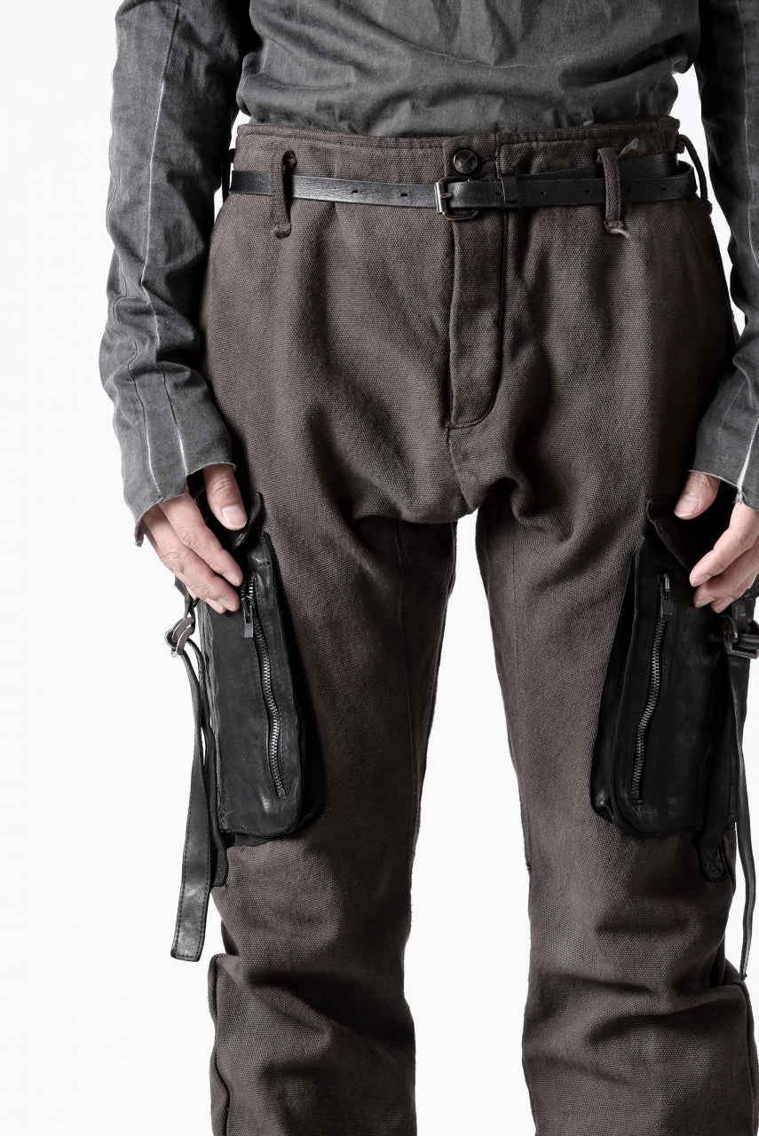 画像をギャラリービューアに読み込む, incarnation SLIM ARMY PANTS MP-3 / DYEING CANVAS+HORSE LEATHER (BROWN GRAY)