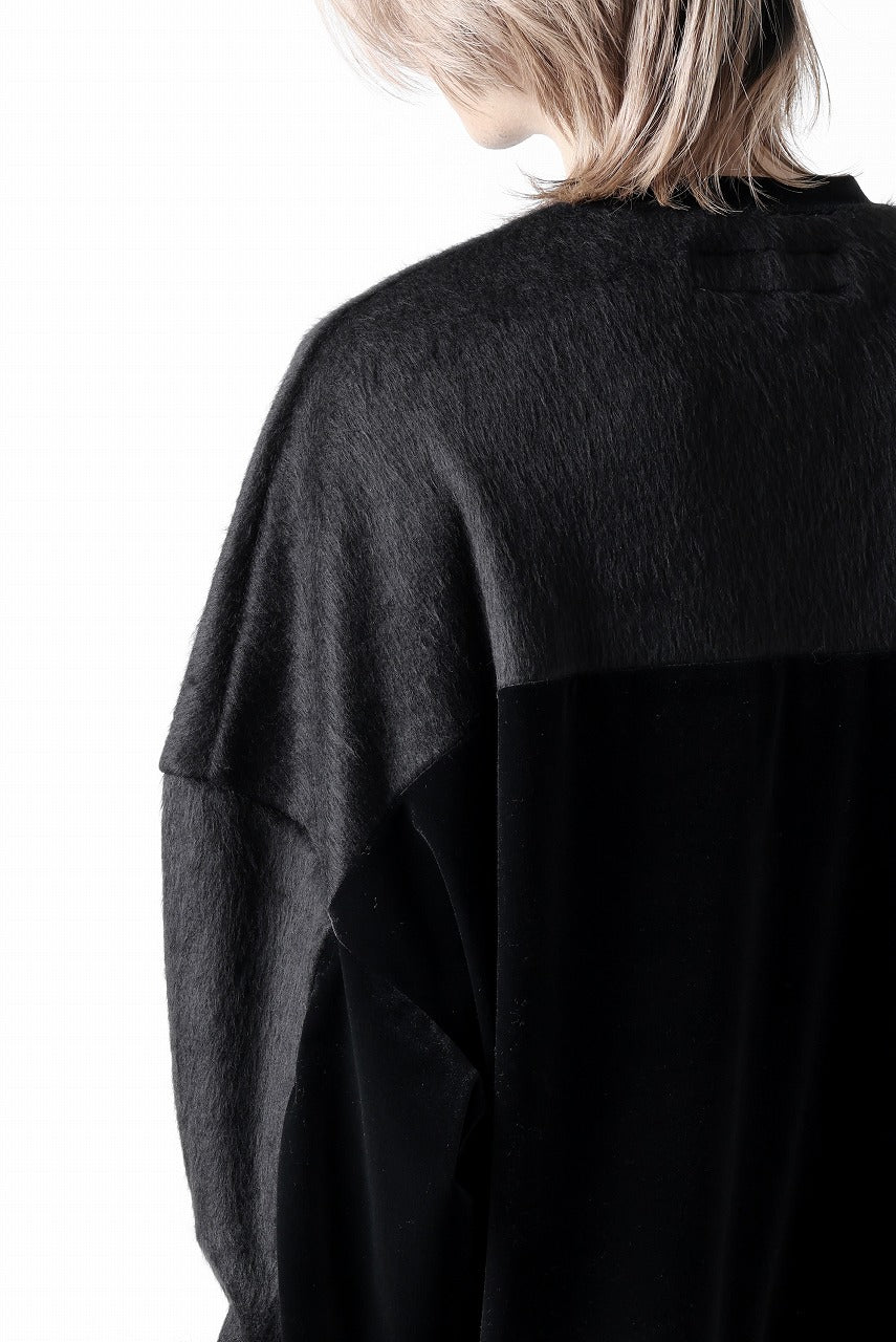 A.F ARTEFACT BRUSHED KNIT COMBI VELOR TOP (BLACK)