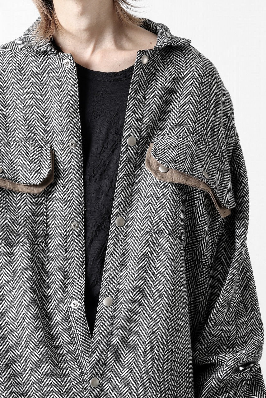 画像をギャラリービューアに読み込む, A.F ARTEFACT TWEED COVERALL SHIRT (BLACK x WHITE)