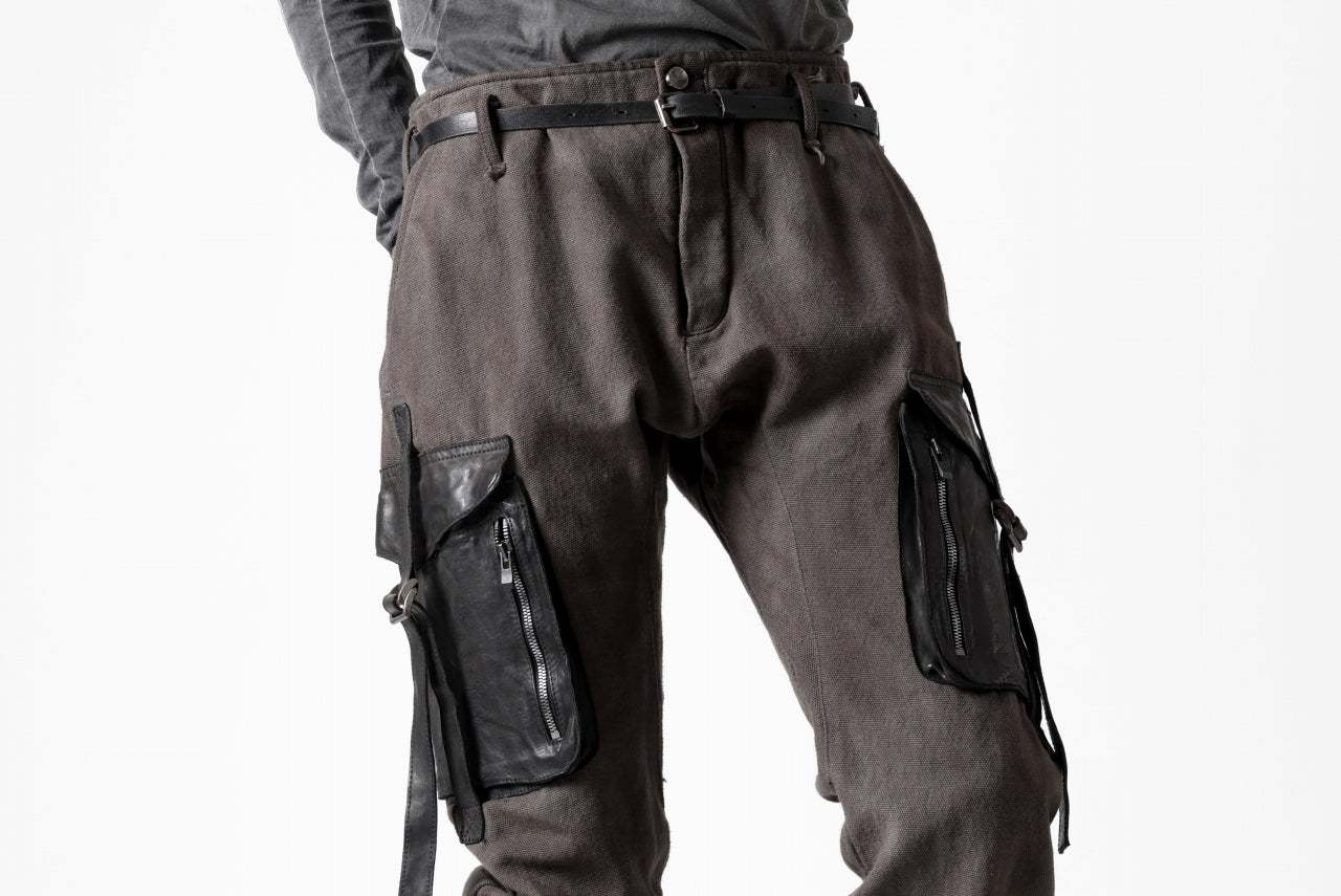 incarnation SLIM ARMY PANTS MP-3 / DYEING CANVAS+HORSE LEATHER (BROWN GRAY)