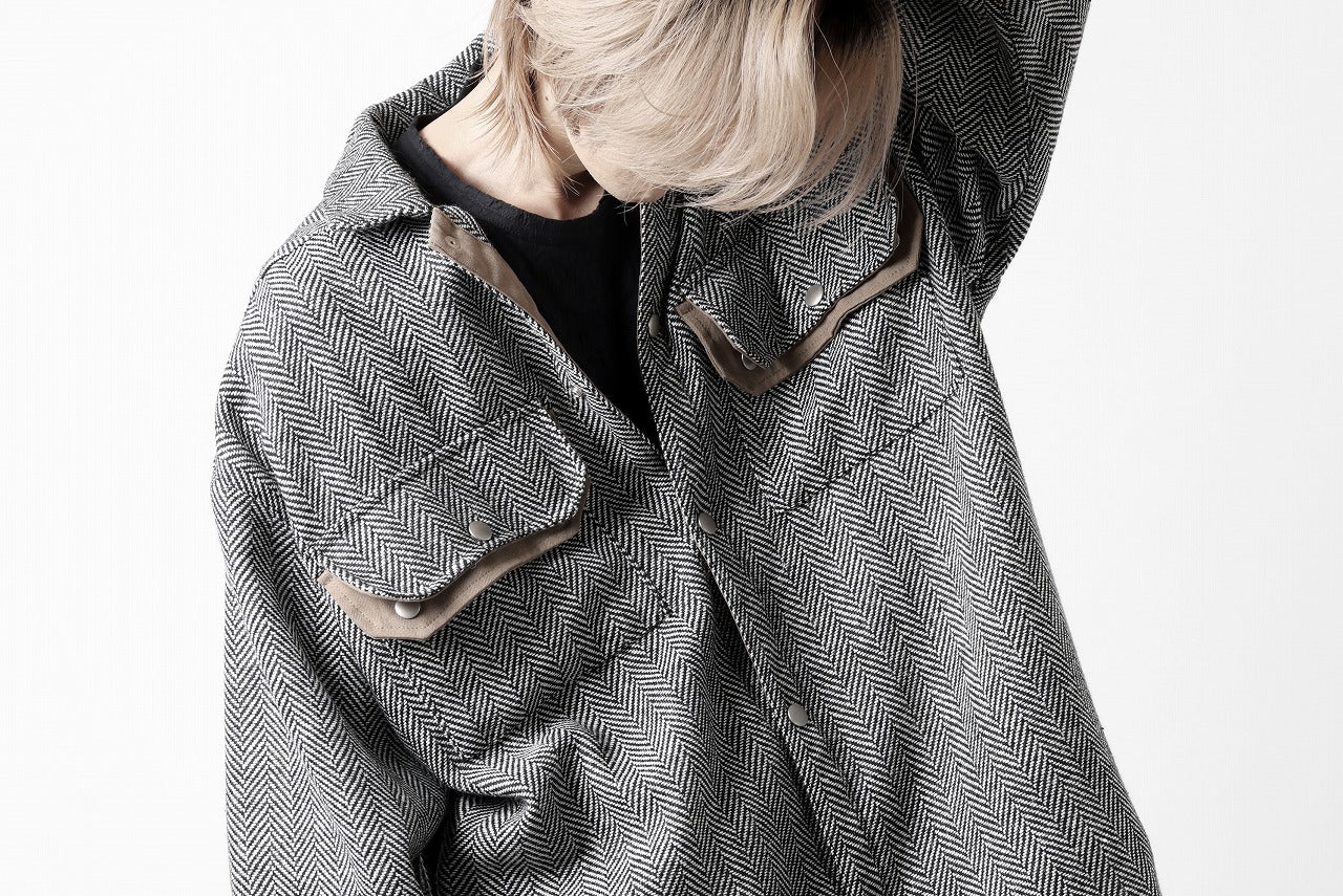 A.F ARTEFACT TWEED COVERALL SHIRT (BLACK x WHITE)