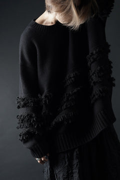 画像をギャラリービューアに読み込む, F/CE. DUAL TEXTURE SHIFTED LINES KNIT (BLACK)