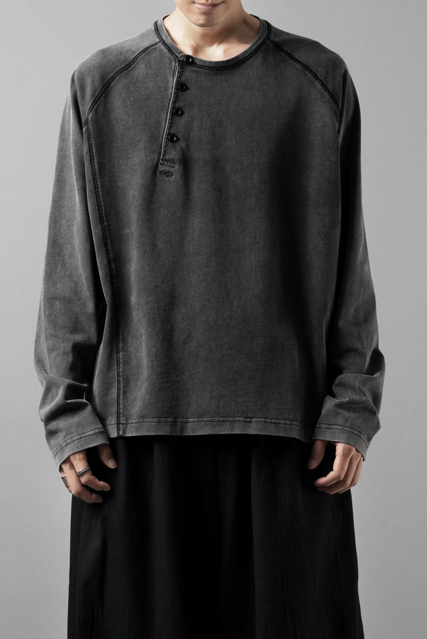 Load image into Gallery viewer, Professor.E FADED HENLEY L/S TEE (BLACK)