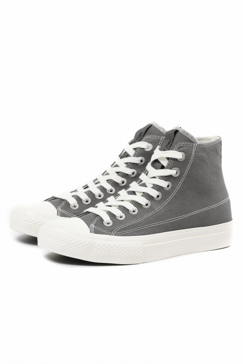 Y's for men HIGH TOP SNEAKER / COTTON CANVAS (GREY x WHITE)