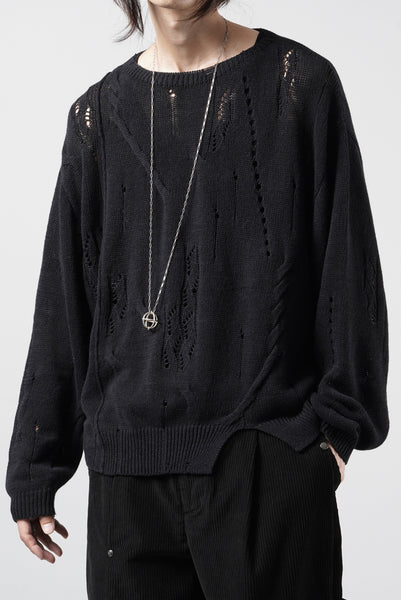 Professor.E DISTRESSED TEXTURED KNIT (BLACK)