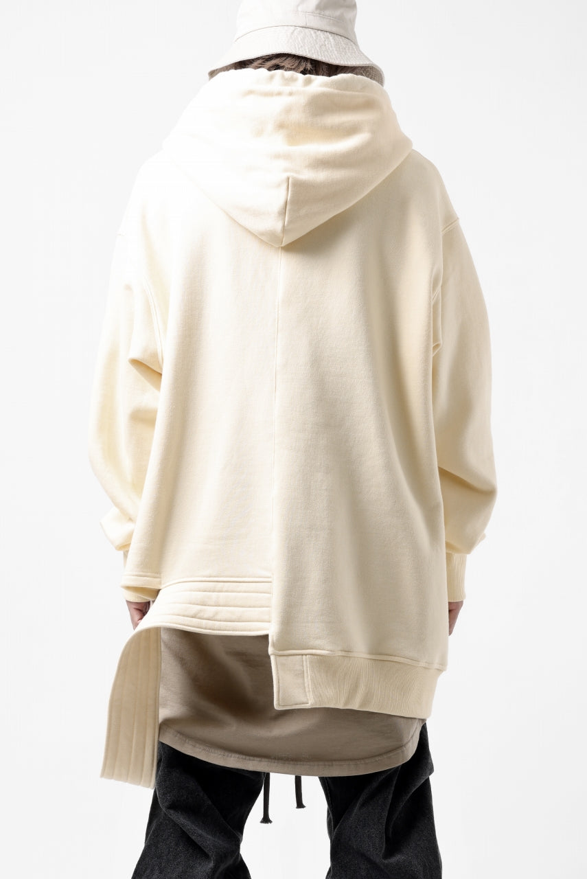 A.F ARTEFACT ASYMMETRY LOOP HEM SWEAT HOODIE (CREAM)