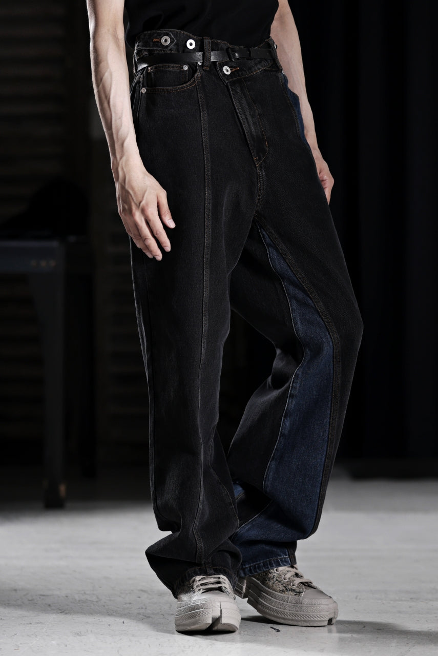 Feng Chen Wang TILTED WASITBAND JEANS TROUSERS (BLACK/BLUE)の商品 ...