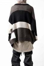 画像をギャラリービューアに読み込む, A.F ARTEFACT BLOCK-PANEL COTTON KNIT CARDIGAN /  (BLACK x GREY x BEIGE)