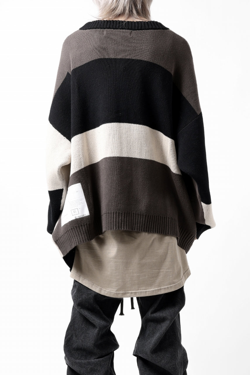 Load image into Gallery viewer, A.F ARTEFACT GEO PATTERN COTTON KNIT CARDIGAN /  (BLACK x GREY x BEIGE)