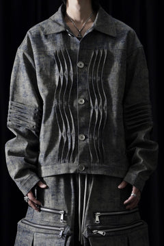 画像をギャラリービューアに読み込む, A.F ARTEFACT BLENDED SHADES DENIM PIN TUCK BLOUSON (STEEL BLUE)