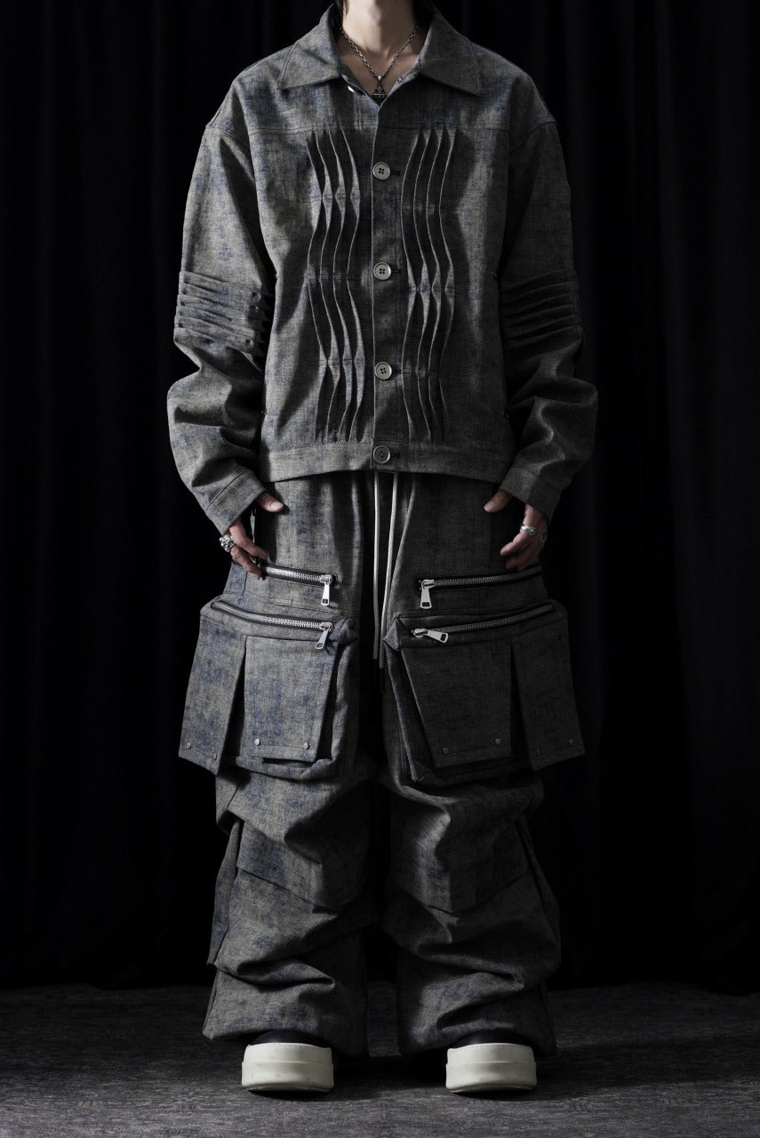 画像をギャラリービューアに読み込む, A.F ARTEFACT BLENDED SHADES DENIM PIN TUCK BLOUSON (STEEL BLUE)