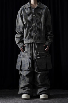 画像をギャラリービューアに読み込む, A.F ARTEFACT BLENDED SHADES DENIM CARGO TUCK WIDE PANTS (STEEL BLUE)