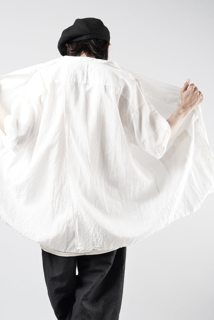画像をギャラリービューアに読み込む, KLASICA "SH-052" BACK FLAP H/S SHIRTS with BIG POCKETS / TRANSLUCENT VINTAGE FACE WEAVE (WHITE)
