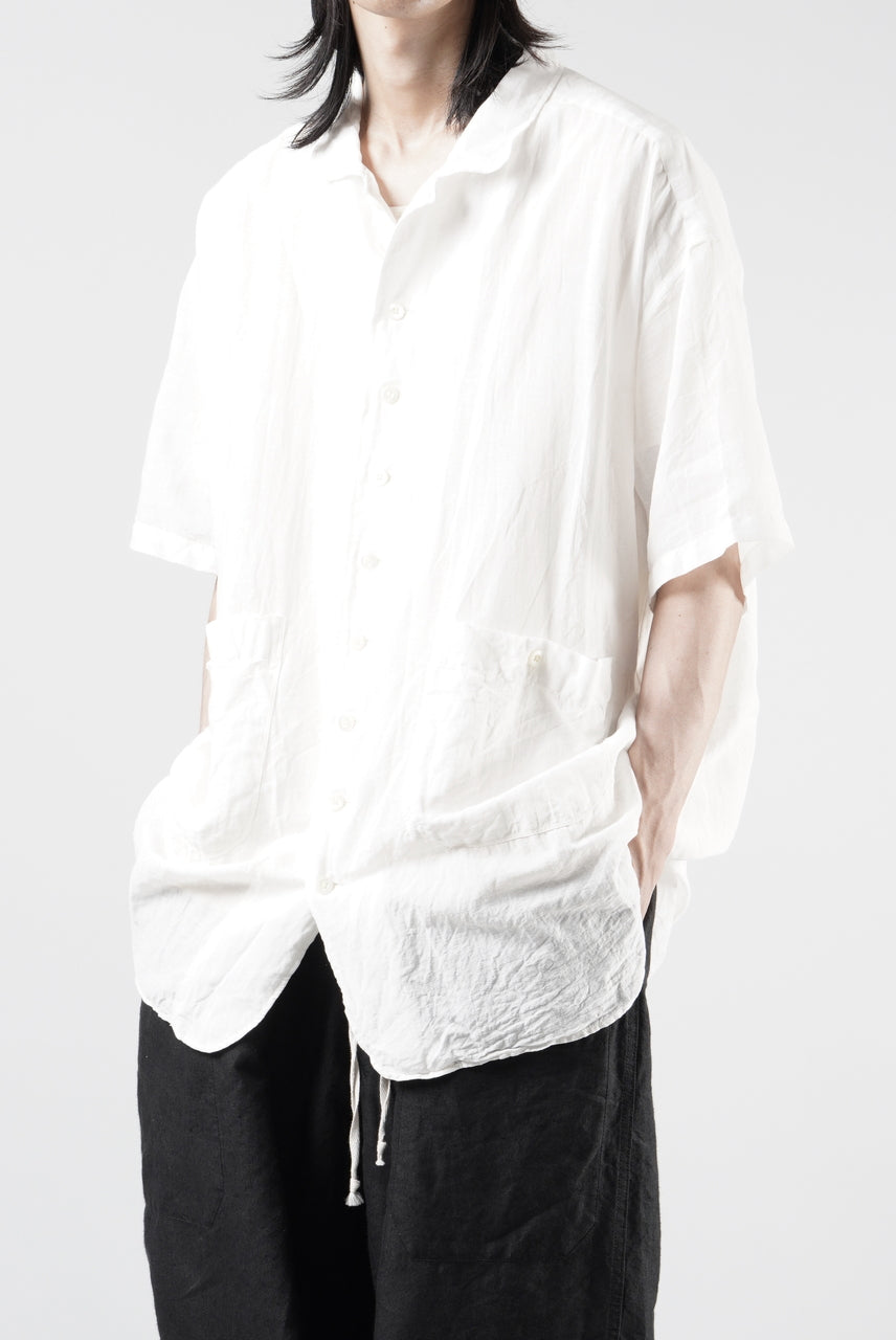 画像をギャラリービューアに読み込む, KLASICA "SH-052" BACK FLAP H/S SHIRTS with BIG POCKETS / TRANSLUCENT VINTAGE FACE WEAVE (WHITE)
