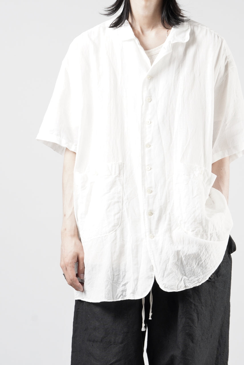 画像をギャラリービューアに読み込む, KLASICA "SH-052" BACK FLAP H/S SHIRTS with BIG POCKETS / TRANSLUCENT VINTAGE FACE WEAVE (WHITE)