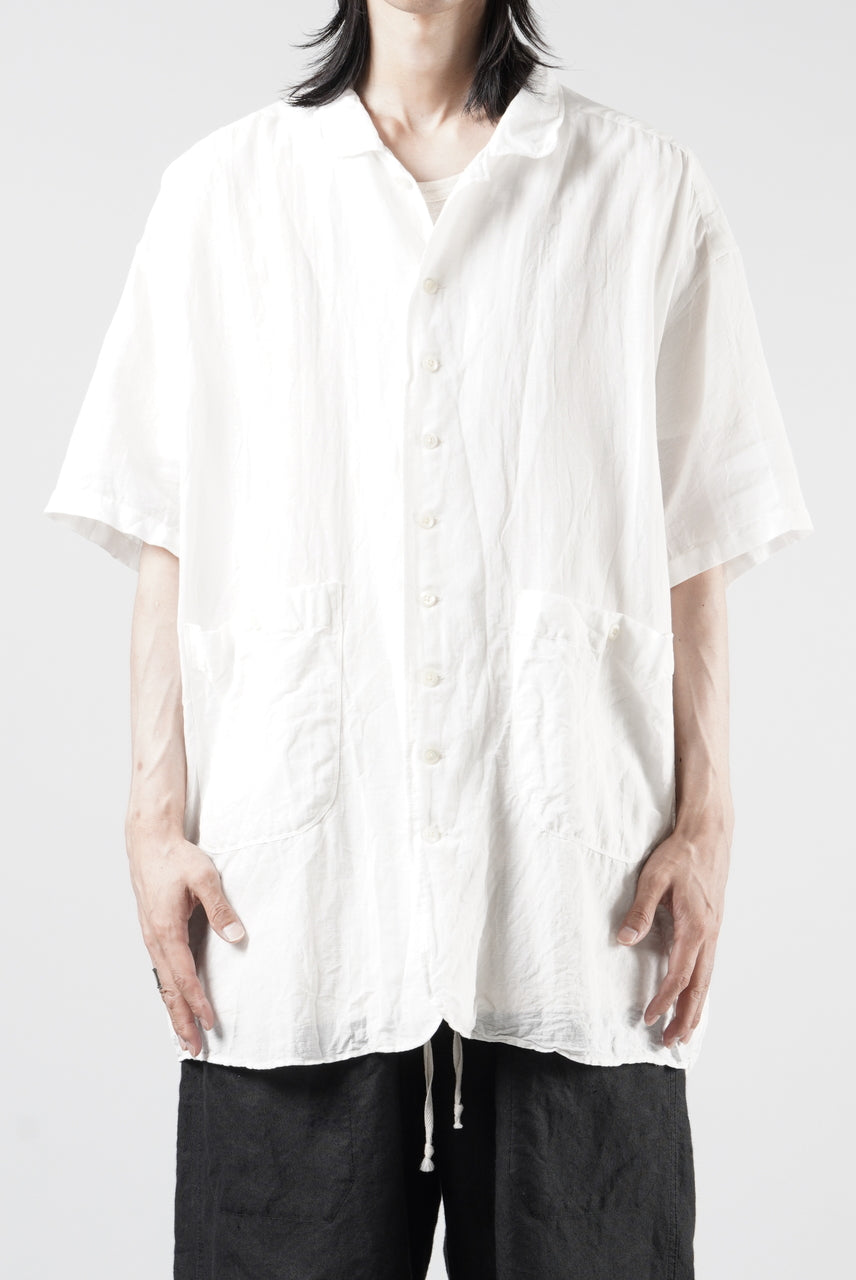 画像をギャラリービューアに読み込む, KLASICA "SH-052" BACK FLAP H/S SHIRTS with BIG POCKETS / TRANSLUCENT VINTAGE FACE WEAVE (WHITE)