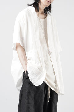 画像をギャラリービューアに読み込む, KLASICA "SH-052" BACK FLAP H/S SHIRTS with BIG POCKETS / TRANSLUCENT VINTAGE FACE WEAVE (WHITE)