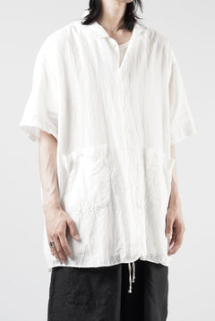 画像をギャラリービューアに読み込む, KLASICA "SH-052" BACK FLAP H/S SHIRTS with BIG POCKETS / TRANSLUCENT VINTAGE FACE WEAVE (WHITE)