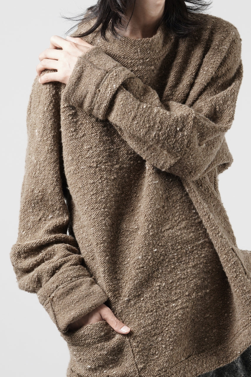 画像をギャラリービューアに読み込む, KLASICA "LIM" POCKET MOCK NECK JUMPER / NATURAL COLORED SHEEP NON DYED WOOL JERSEY (MAPLE)
