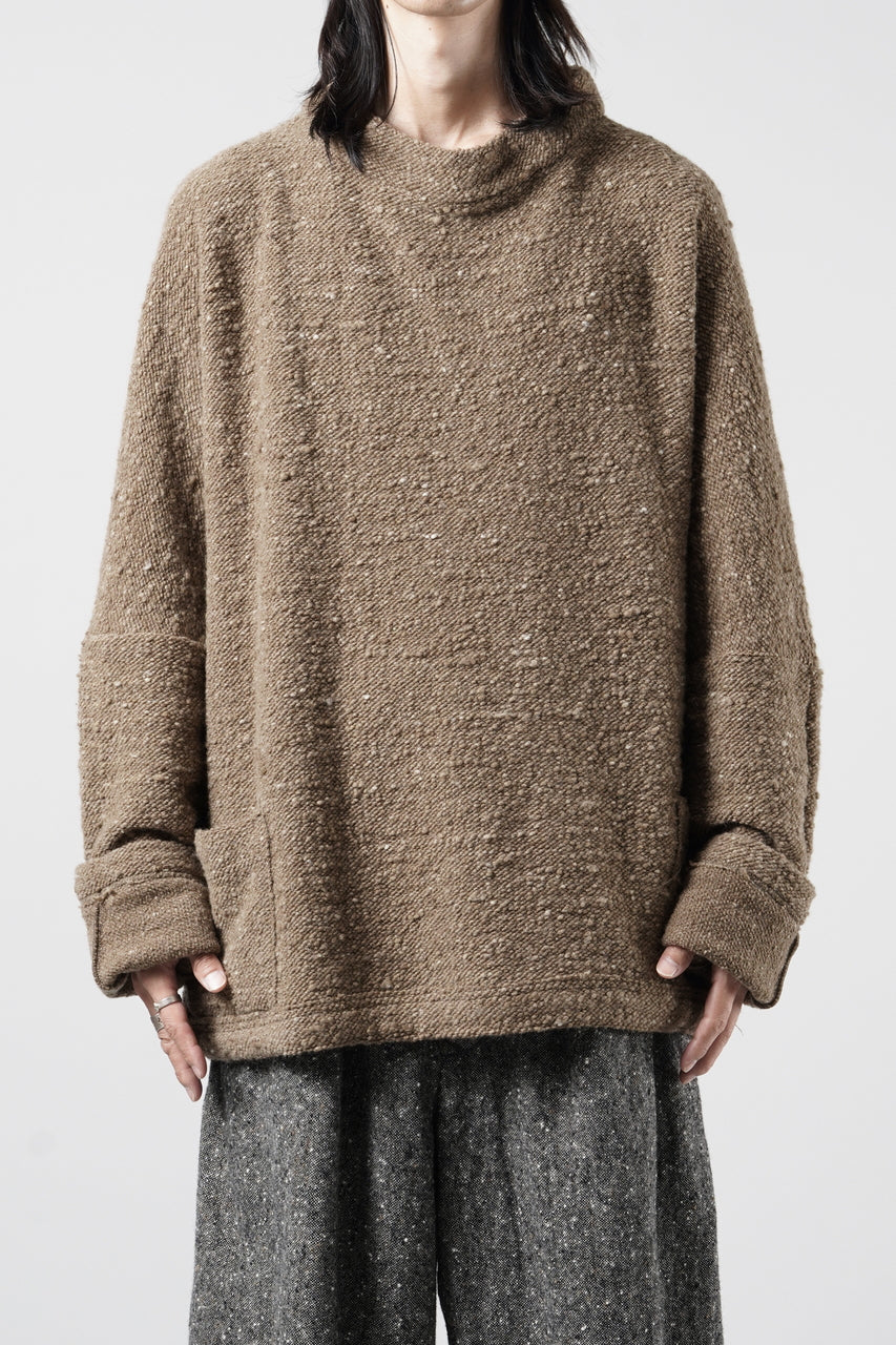 画像をギャラリービューアに読み込む, KLASICA "LIM" POCKET MOCK NECK JUMPER / NATURAL COLORED SHEEP NON DYED WOOL JERSEY (MAPLE)