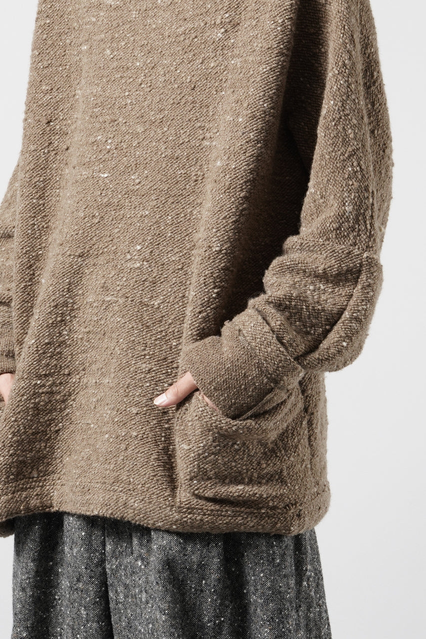 画像をギャラリービューアに読み込む, KLASICA "LIM" POCKET MOCK NECK JUMPER / NATURAL COLORED SHEEP NON DYED WOOL JERSEY (MAPLE)