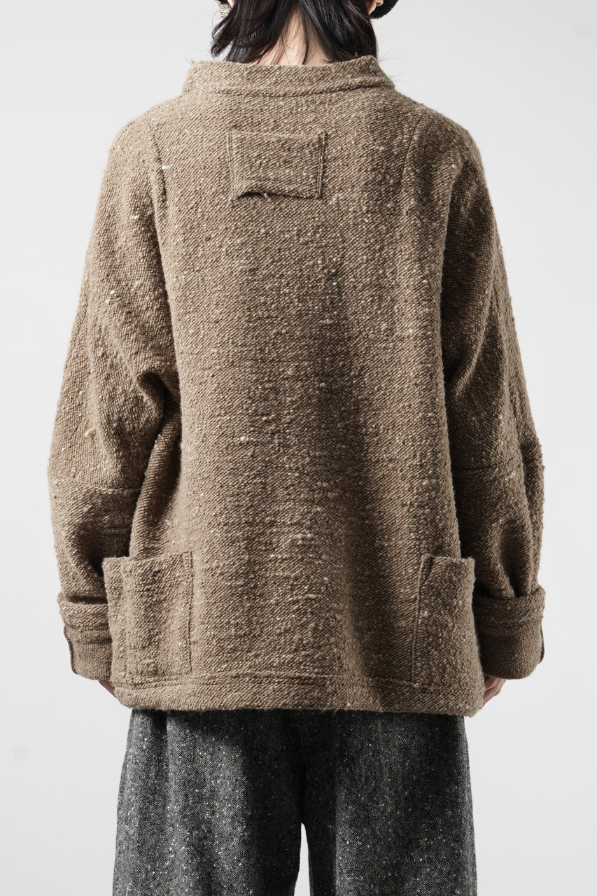 画像をギャラリービューアに読み込む, KLASICA "LIM" POCKET MOCK NECK JUMPER / NATURAL COLORED SHEEP NON DYED WOOL JERSEY (MAPLE)