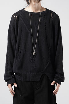 画像をギャラリービューアに読み込む, Professor.E DISTRESSED TEXTURED KNIT (BLACK)