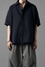 画像をギャラリービューアに読み込む, N/07 OPEN COLLAR H/S SHIRT / HEAVY C/LI BUTCHER STRIPES (BLACK NAVY)