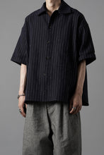 画像をギャラリービューアに読み込む, N/07 OPEN COLLAR H/S SHIRT / HEAVY C/LI BUTCHER STRIPES (BLACK NAVY)