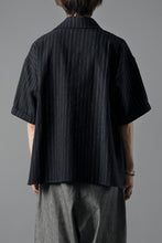 画像をギャラリービューアに読み込む, N/07 OPEN COLLAR H/S SHIRT / HEAVY C/LI BUTCHER STRIPES (BLACK NAVY)