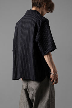 画像をギャラリービューアに読み込む, N/07 OPEN COLLAR H/S SHIRT / HEAVY C/LI BUTCHER STRIPES (BLACK NAVY)