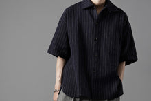 画像をギャラリービューアに読み込む, N/07 OPEN COLLAR H/S SHIRT / HEAVY C/LI BUTCHER STRIPES (BLACK NAVY)
