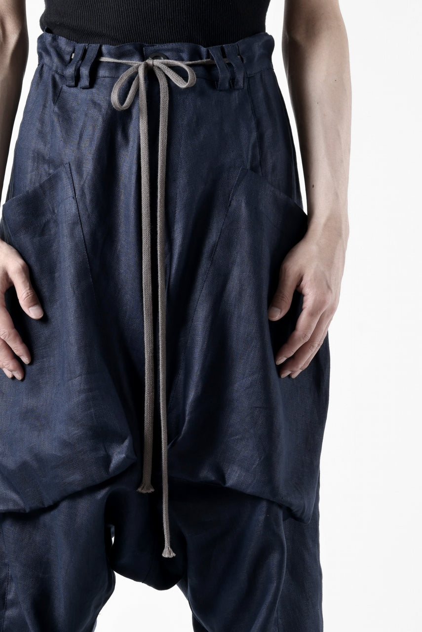 A.F ARTEFACT WIDE SARROUEL PANTS / LINEN TWILL (NAVY)