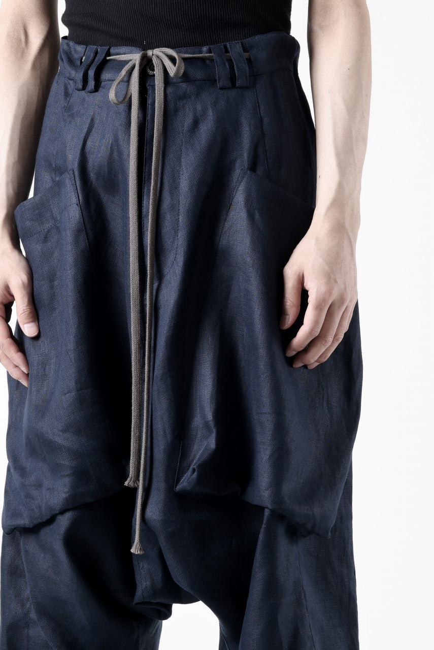 A.F ARTEFACT WIDE SARROUEL PANTS / LINEN TWILL (NAVY)