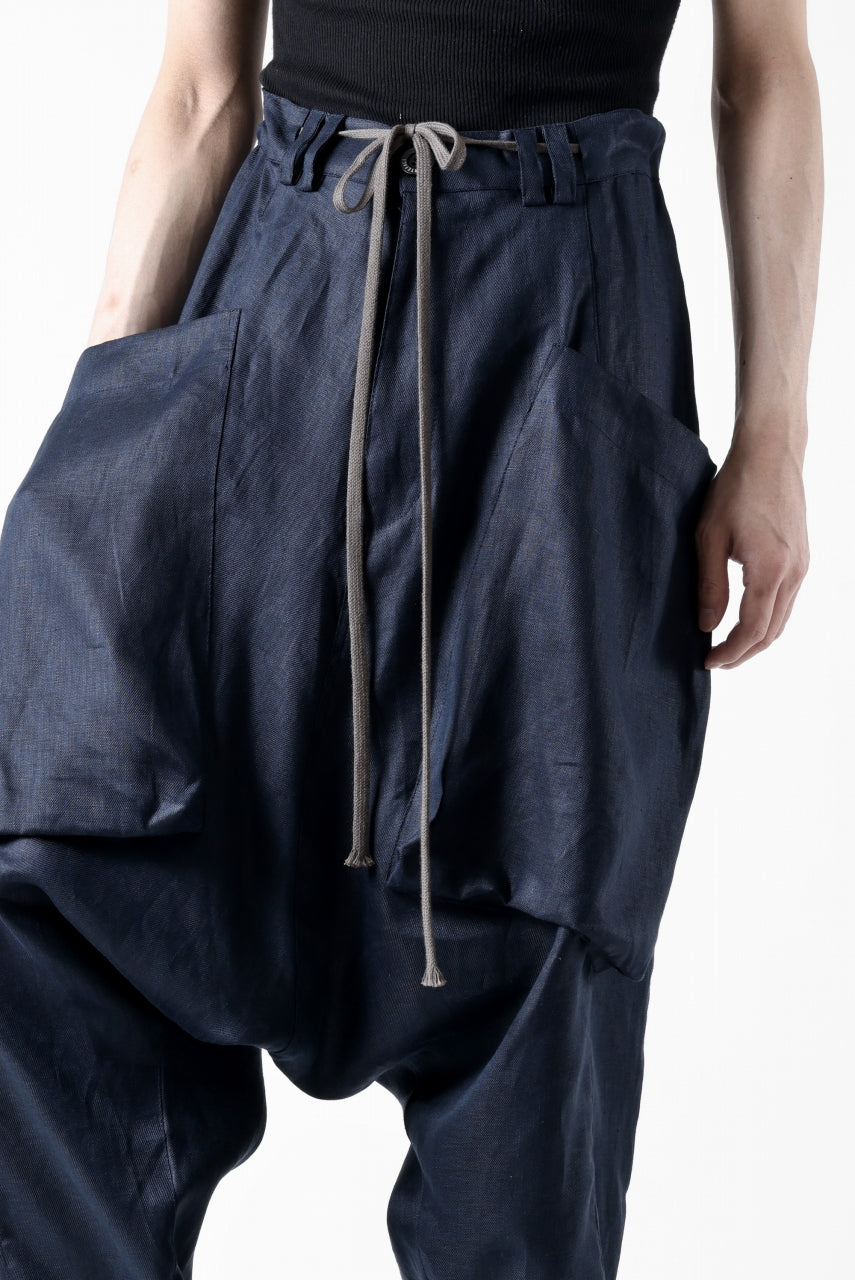 A.F ARTEFACT WIDE SARROUEL PANTS / LINEN TWILL (NAVY)