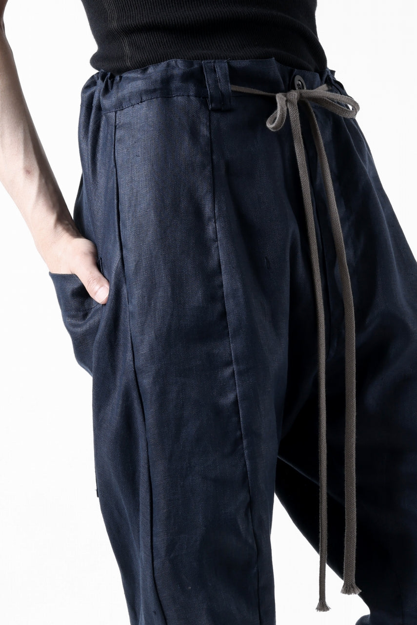 A.F ARTEFACT CURVED LONG PANTS / LINEN TWILL (NAVY)