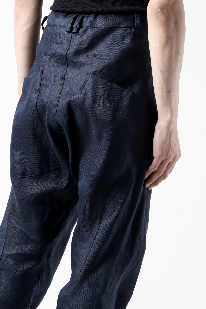 A.F ARTEFACT CURVED LONG PANTS / LINEN TWILL (NAVY)