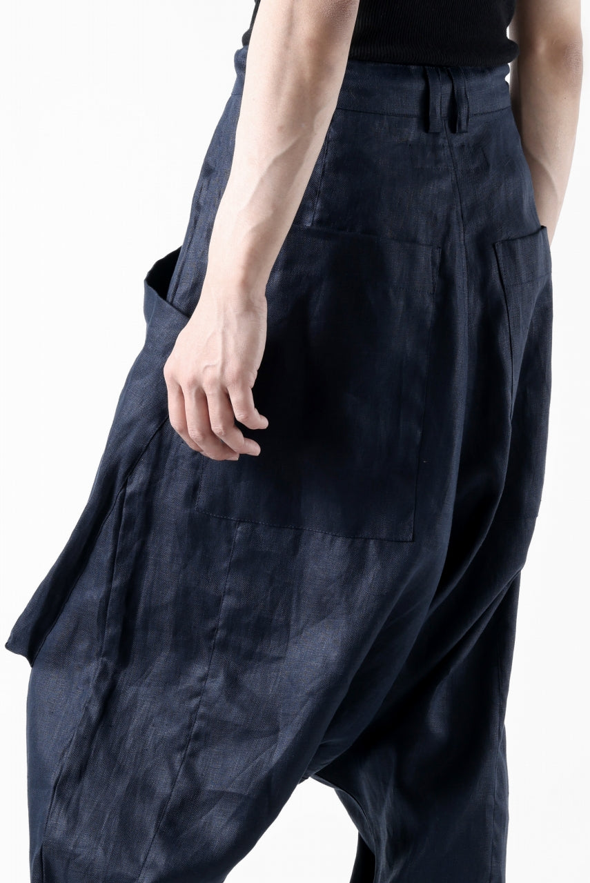 A.F ARTEFACT WIDE SARROUEL PANTS / LINEN TWILL (NAVY)