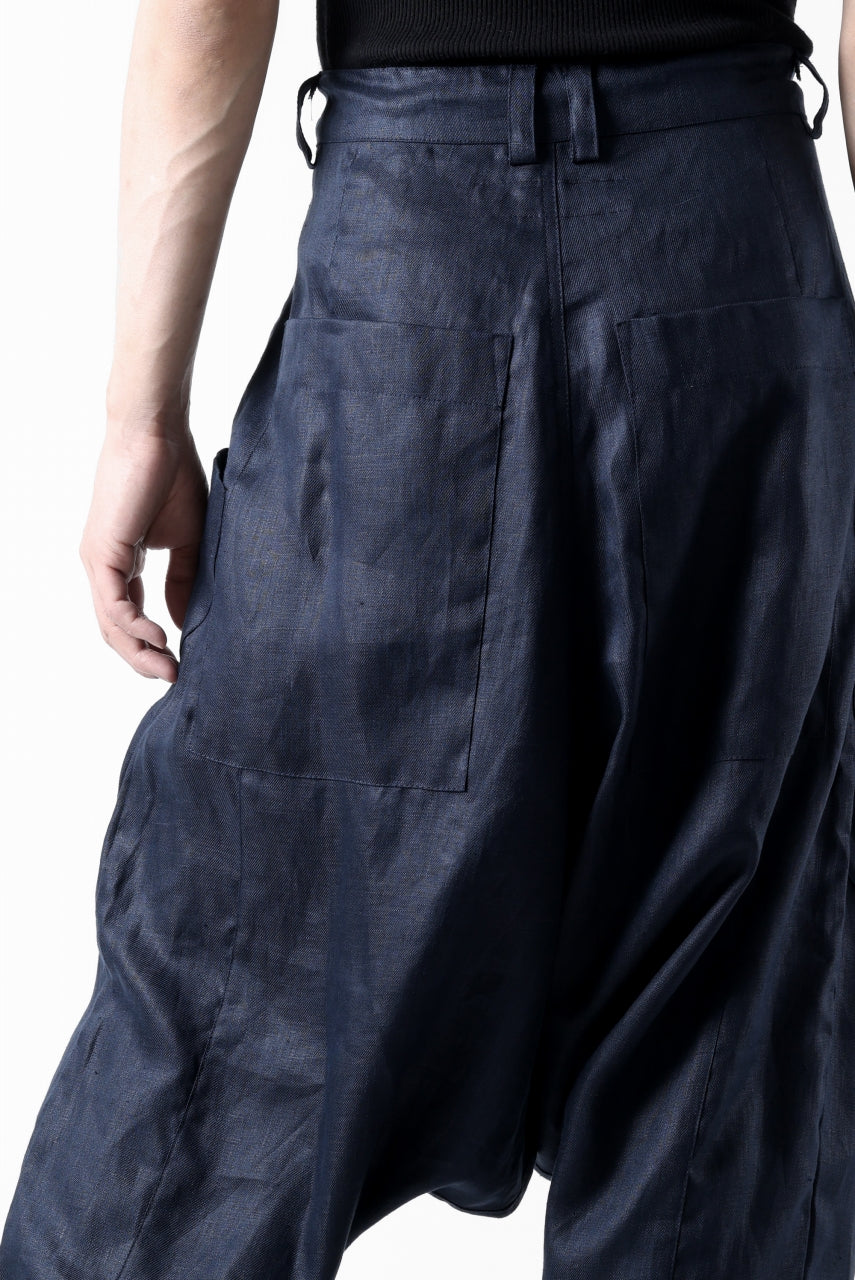 A.F ARTEFACT WIDE SARROUEL PANTS / LINEN TWILL (NAVY)