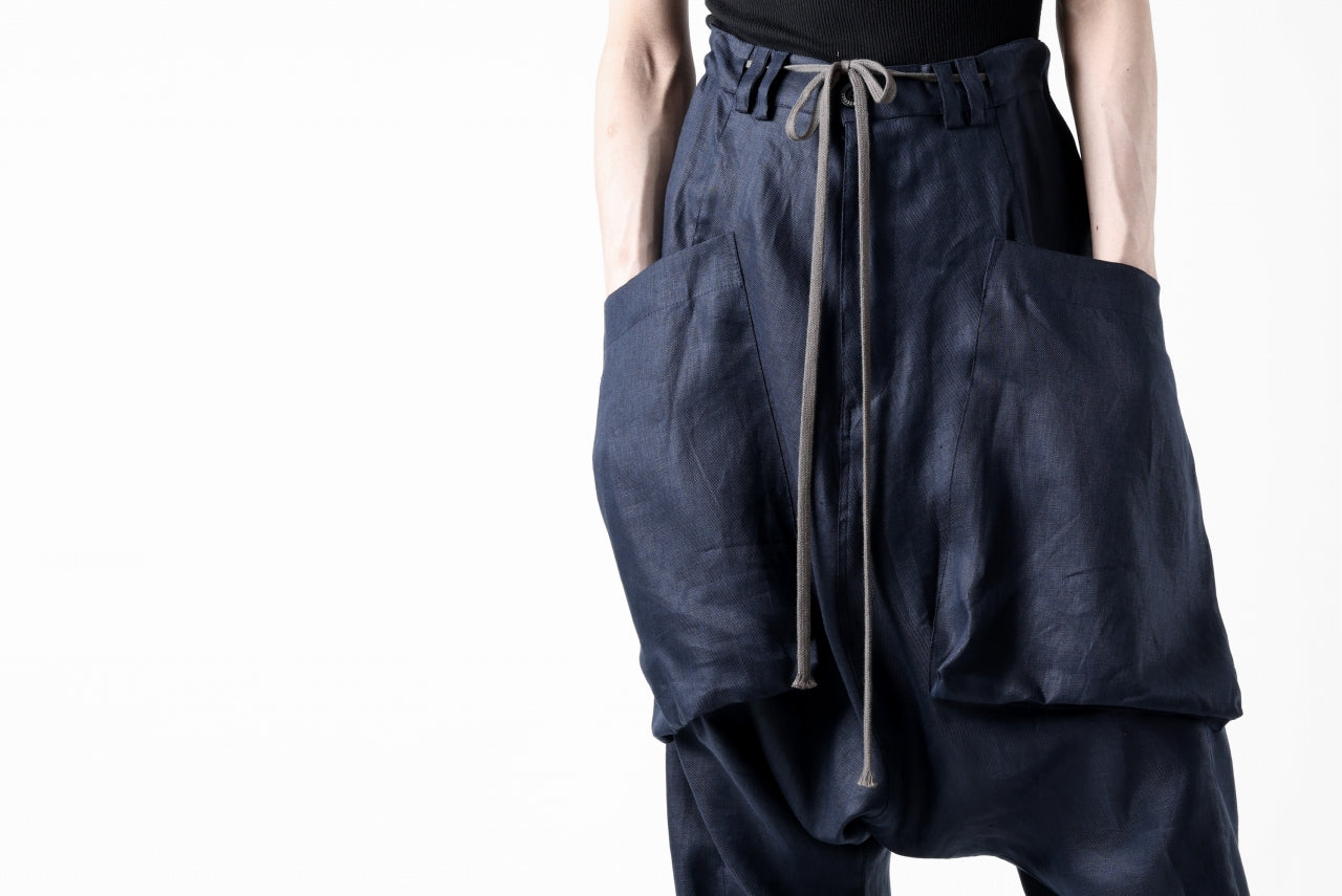 A.F ARTEFACT WIDE SARROUEL PANTS / LINEN TWILL (NAVY)