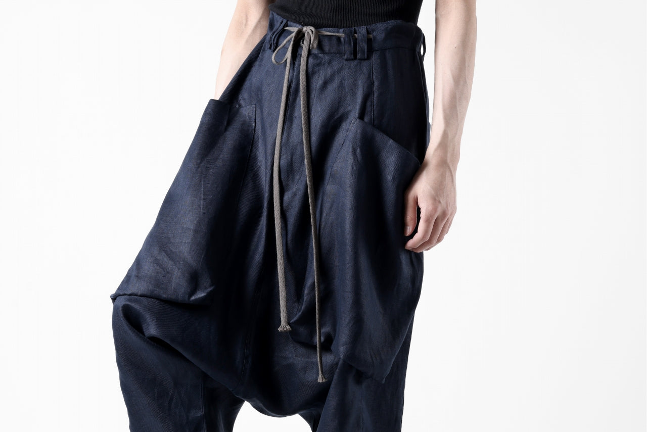 A.F ARTEFACT WIDE SARROUEL PANTS / LINEN TWILL (NAVY)