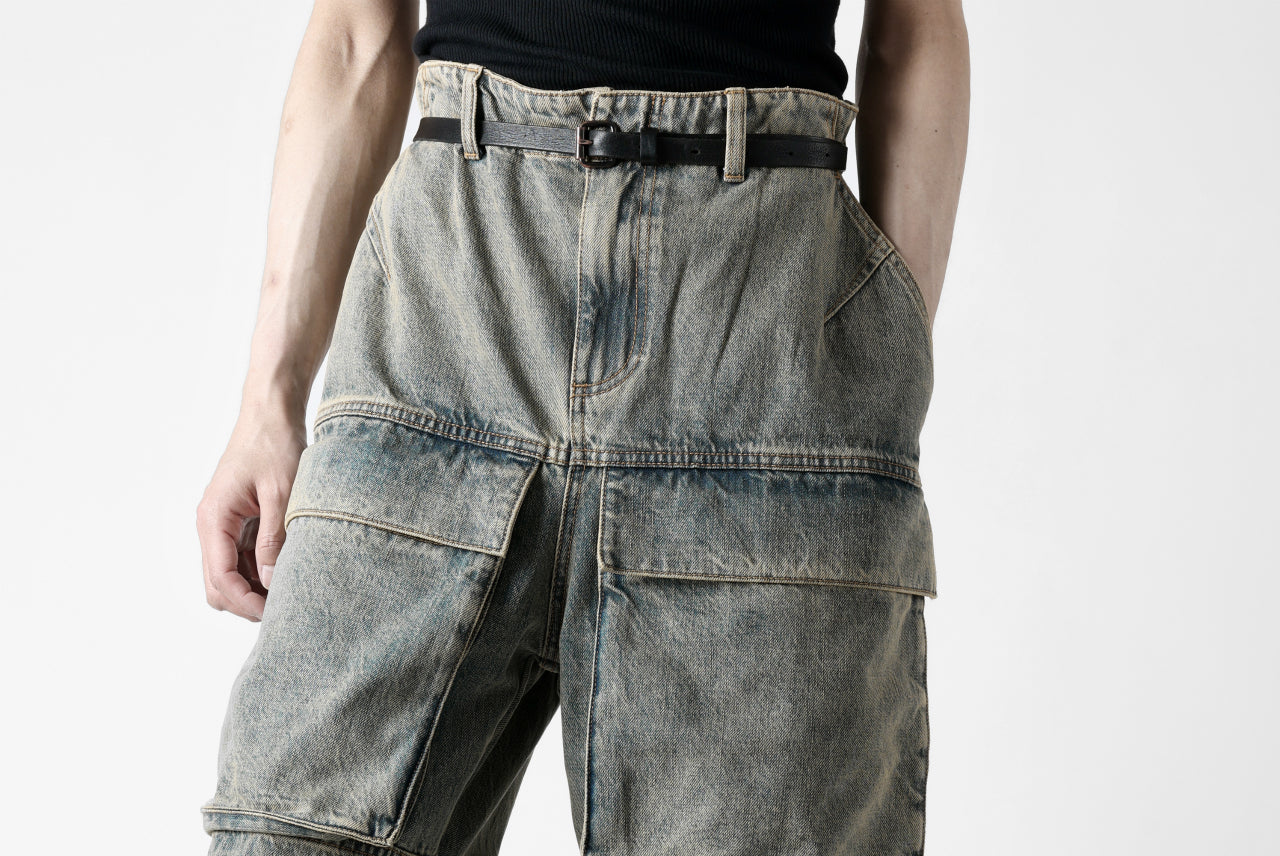 entire studios HEAVY DENIM CARGO TROUSERS (SURFACE WAVE)