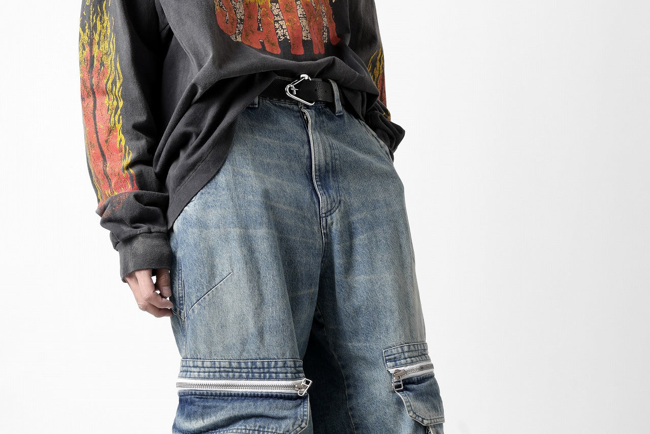 A.F ARTEFACT CARGO ZIP BAGGY PANTS / FADED DENIM (INDIGO)