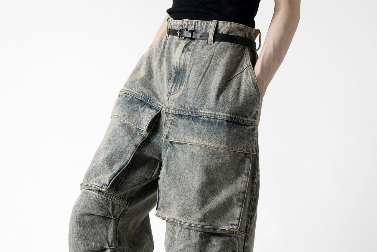 entire studios HEAVY DENIM CARGO TROUSERS (SURFACE WAVE)